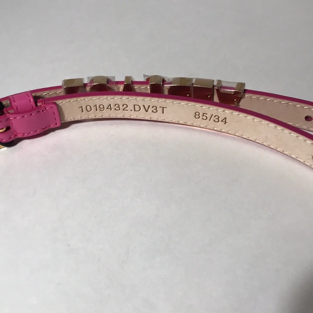 New Authentic Versace Pink Logo Leather Bracelet